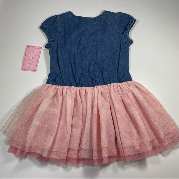 NWT Nannette chambray dress with multi layer glitter tulle Size 3T - Picture 5 of 7